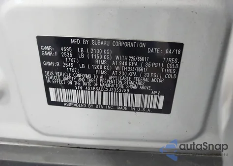 2018 Subaru Outback 2.5I Premium from USA, damaged, VIN 4S4BSACCXJ3353789
